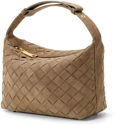 Woven Suede Shoulder Bag,Vegan Leather Hobo Handbag for Women | Amazon (US)