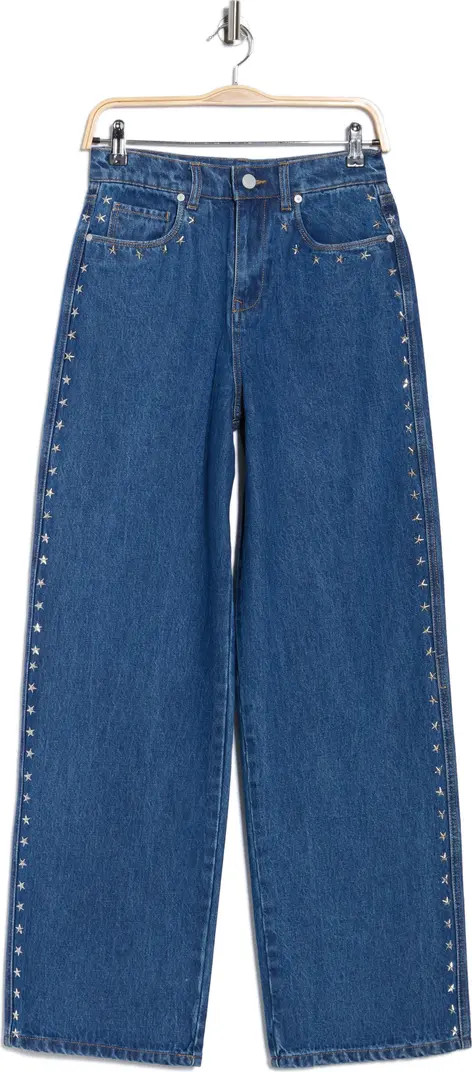 BLANKNYC Franklin Star Studded Rib Cage High Waist Wide Leg Jeans | Nordstromrack | Nordstrom Rack