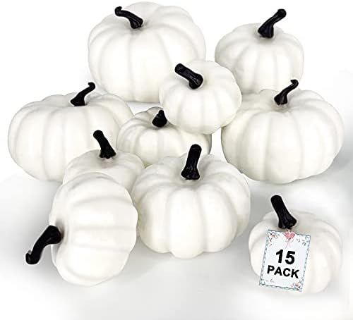 TURNMEON 15 Pack Artificial Pumpkins Fall Decoration 3 Different Size Fake Faux Pumpkin Artificia... | Amazon (US)