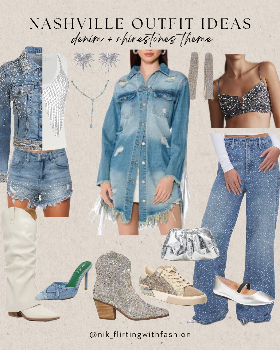 Outfit ideas for a denim and rhinestone theme :: Nashville style. ✨💎✨💎✨

#LTKShoeCrush #LTKStyleTip #LTKTravel