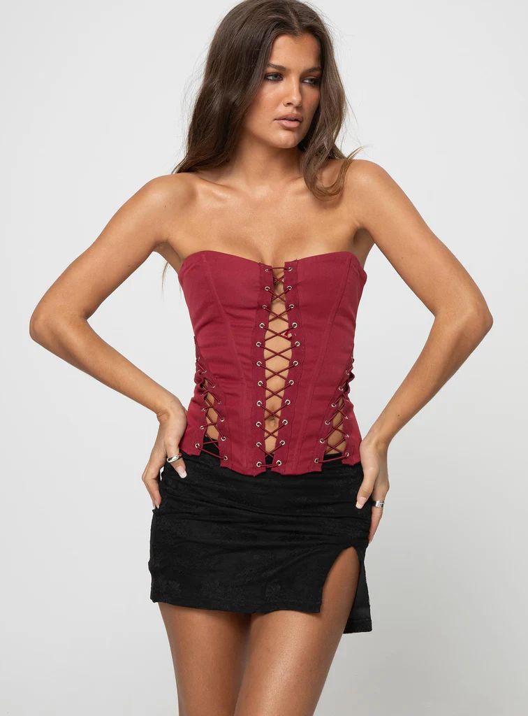 Eden Lace Up Corset Red | Princess Polly US
