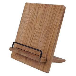 Brown Adjustable Wood Recipe Stand for Countertop Multi-Purpose Cookbook Holder Foldable Kitchen Organizer | The Home Depot