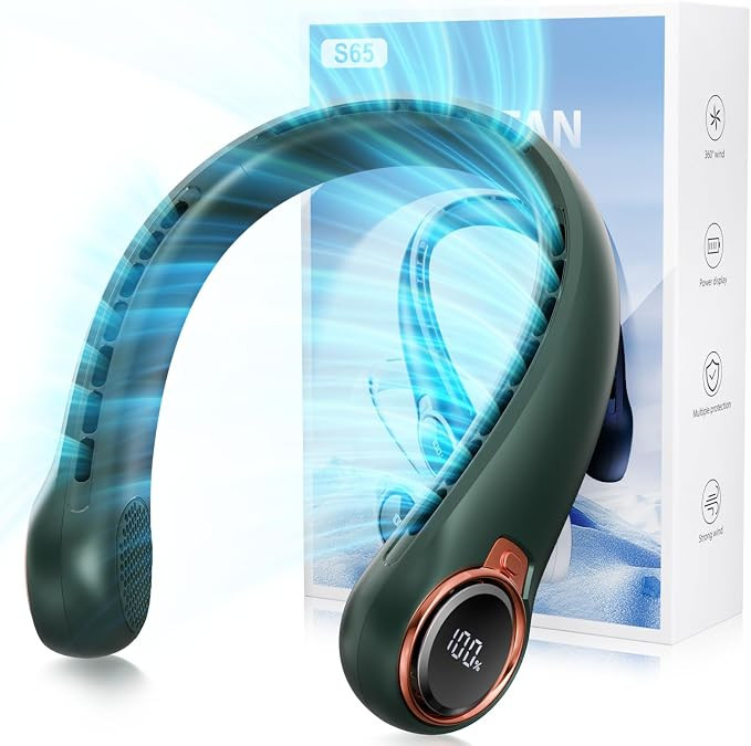 BNBZ Portable Neck Fan, 6000mAh Rechargeable Fan Blows Cold Air with LED Display, 4 Speeds, 20H R... | Amazon (US)