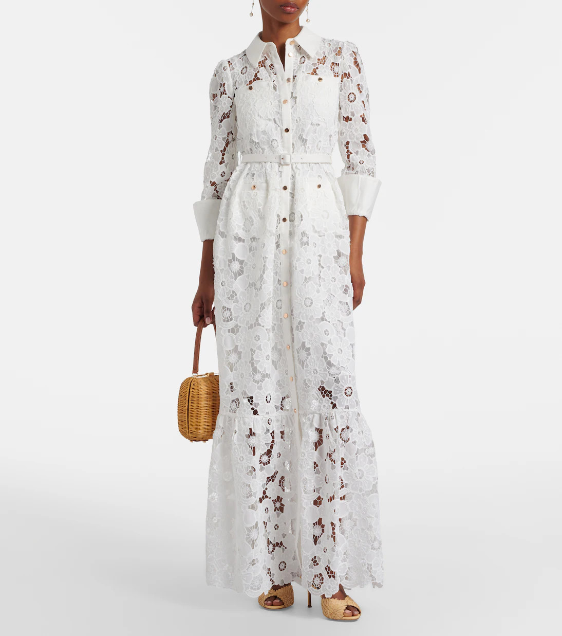 Belted guipure lace shirt dress | Mytheresa (UK)