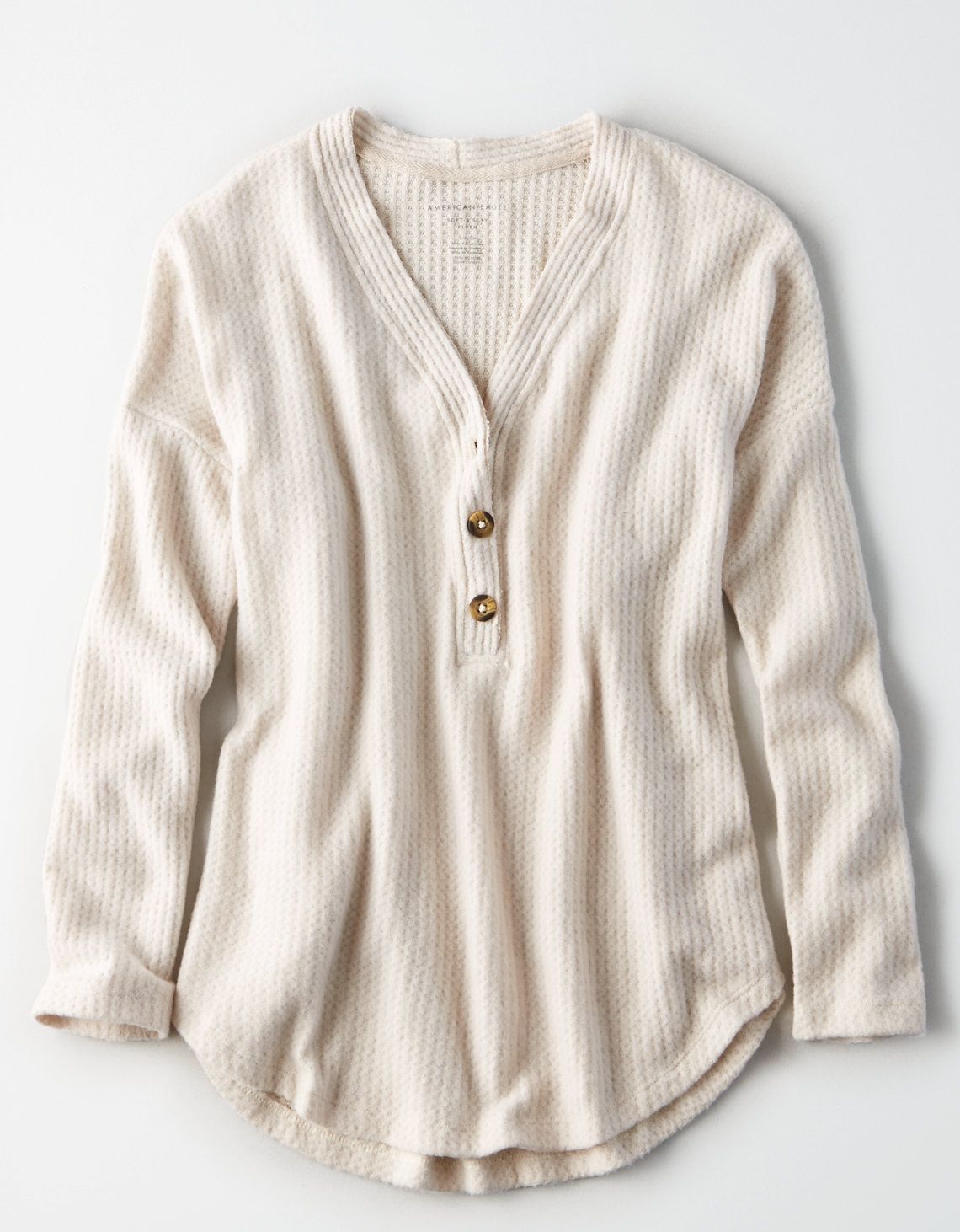 AE Soft & Sexy Plush Waffle Henley | American Eagle Outfitters (US & CA)