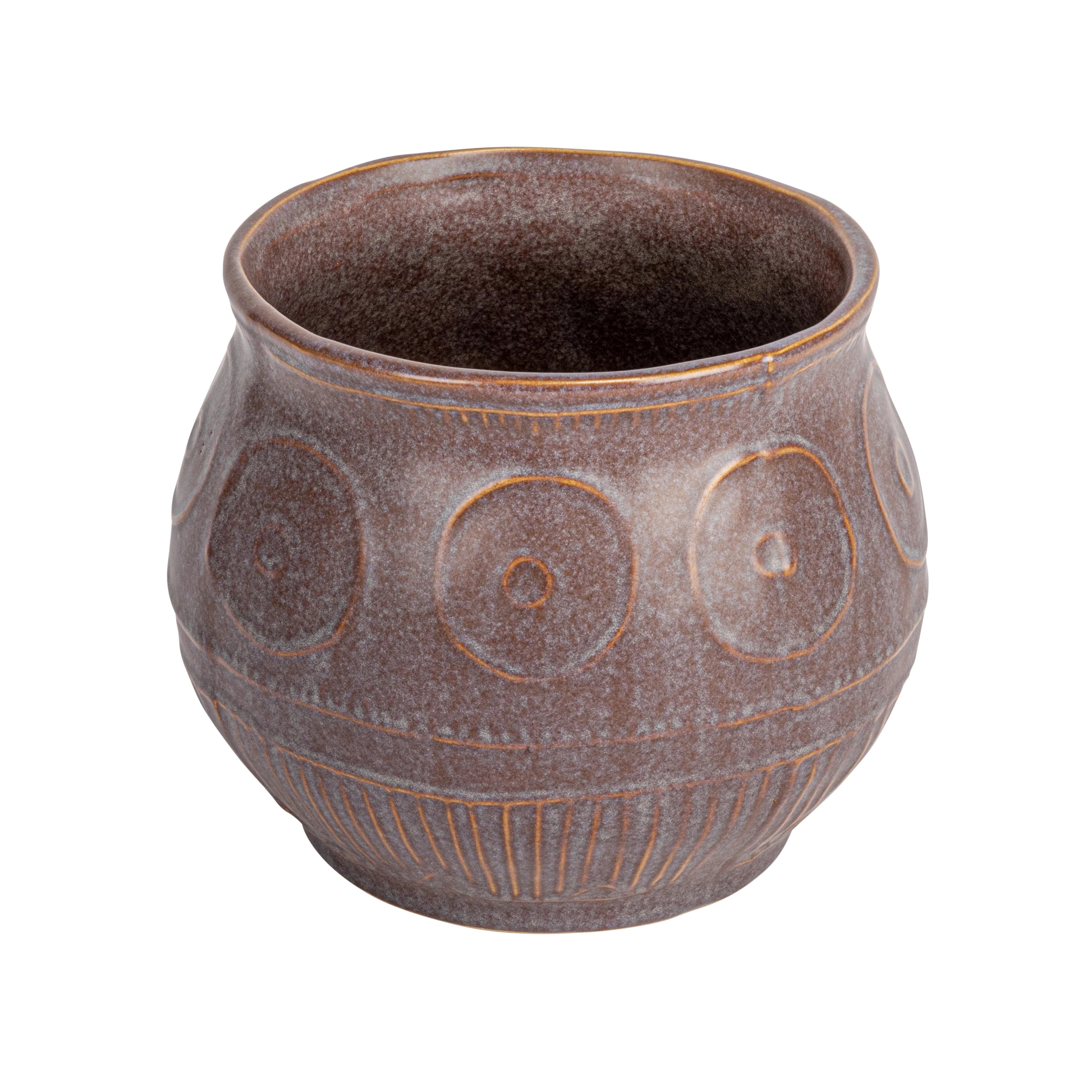 Creative Co-Op Debossed Stoneware Planter with Pattern and Reactive Glaze, Plum | Walmart (US)
