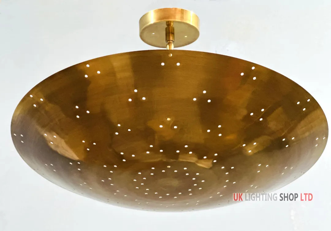 6 Light Elegant Perforered Ceiling Flushmount Light - Pendant Mid Century Modern Raw Brass Sputni... | Etsy (US)