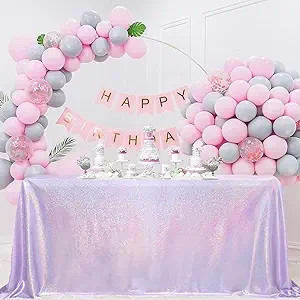 FANPROMS Light Purple Tablecloth Rectangle 84x108 Inches Lavender Tablecloth Sequin Overlays for ... | Amazon (US)