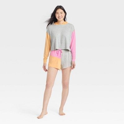 Women's Colorblock Fleece Lounge Shorts - Colsie™ Gray | Target