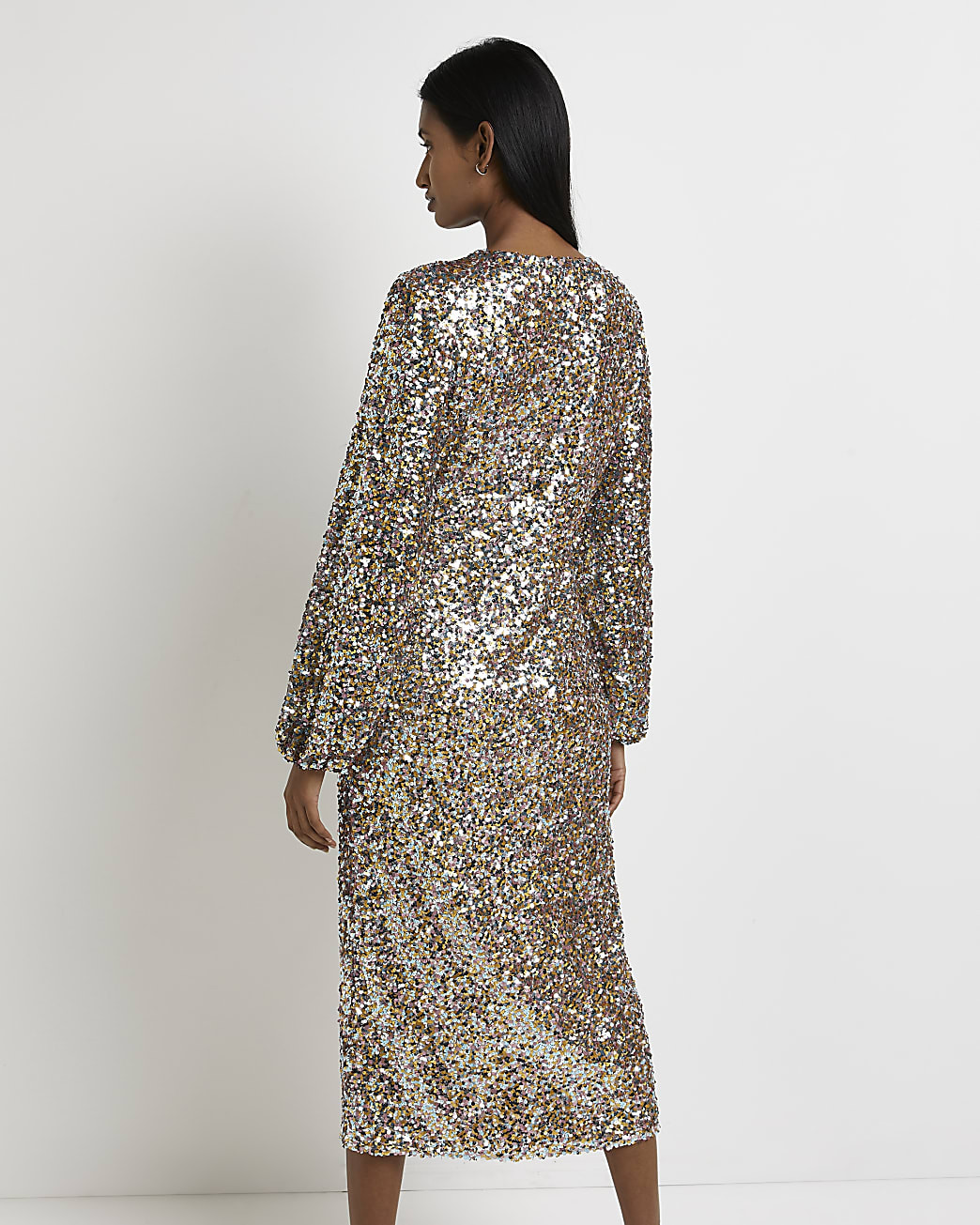 Gold sequin midi dress | River Island (UK & IE)