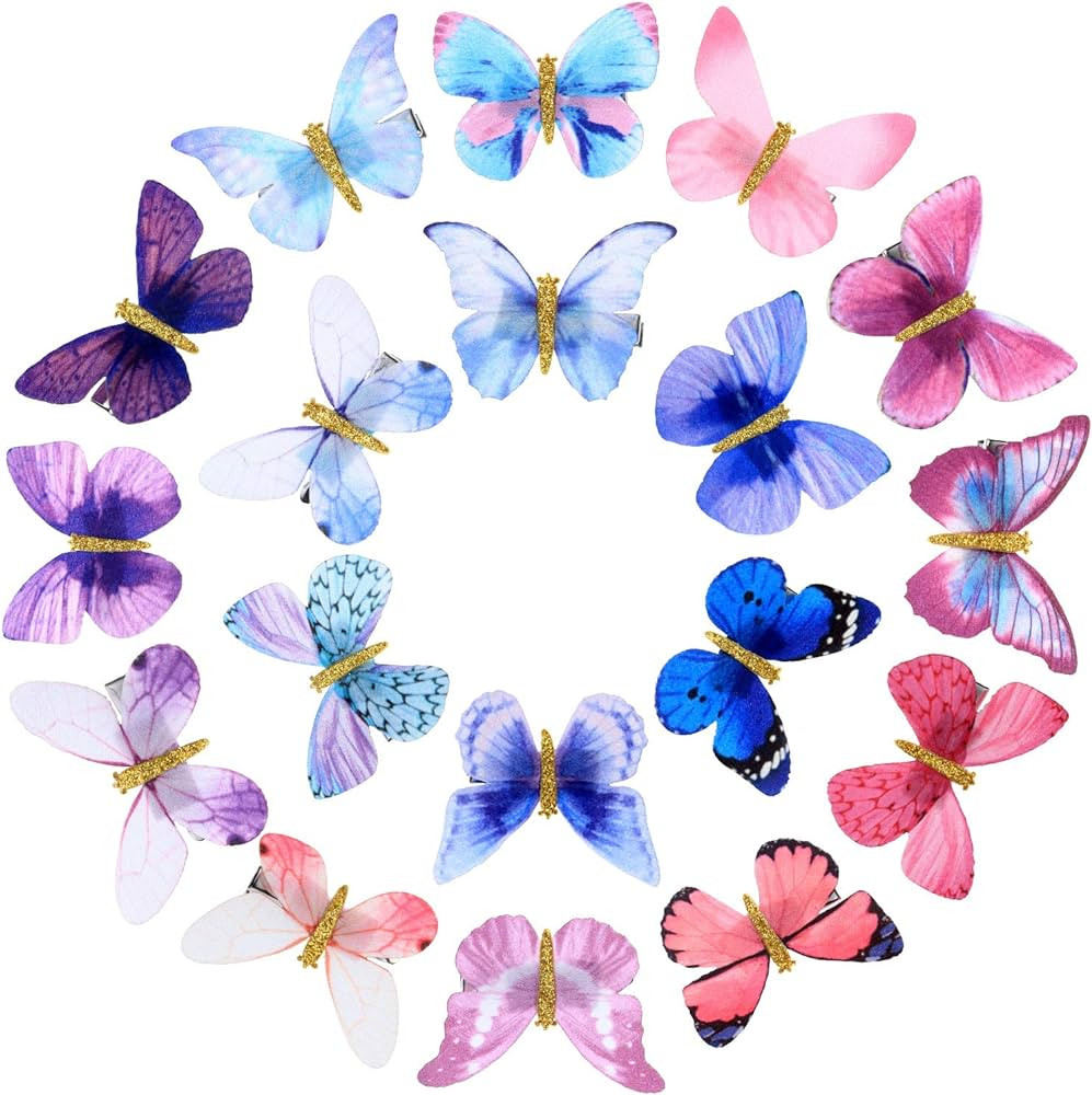 18 Pieces Glitter Butterfly Hair Clips for Teens Women Hair Accessories (Fresh Styles) | Amazon (US)