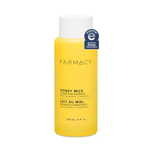 Farmacy Honey Milk Face Essence - Hydrating Milky Toner with Honey, Ceramides, Chamomile + Aloe - Helps Strengthen Skin Barrier + Replenish Moisture - Soothing + Calming Skincare (120ml) | Amazon (US)