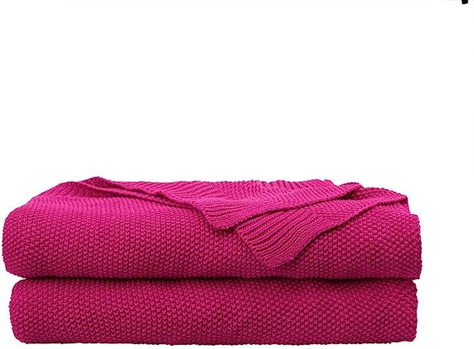 PiccoCasa 100% Cotton Knit Throw Blanket,Solid Lightweight Decorative Throws and Blankets,Soft Kn... | Amazon (US)