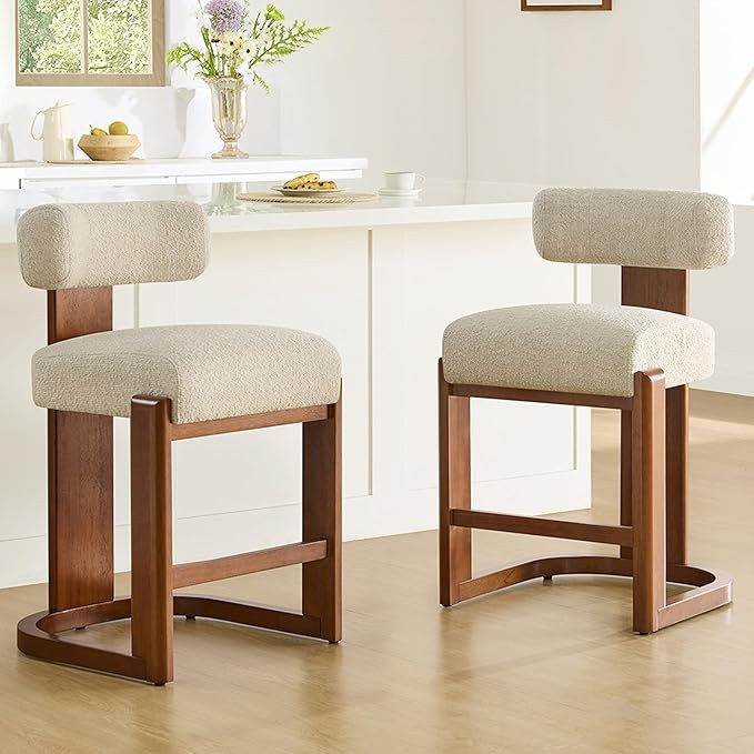 CHITA Modern Bar Stools Set of 2, 27" Counter Height Bar Stools, Upholstered Barstools with Backs... | Amazon (US)