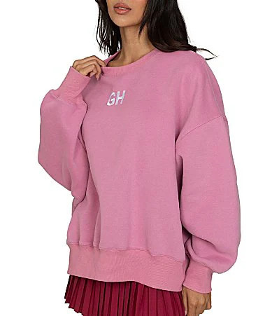 GOLD HINGE GH Embroidered Crew Neck Long Sleeve Sweater - L | Dillard's