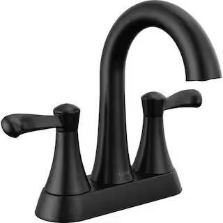 Delta Esato 4 in. Centerset Double Handle Bathroom Faucet in Matte Black 25897LF-BL - The Home De... | The Home Depot