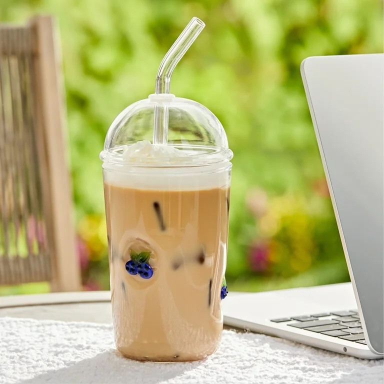 Better Homes & Gardens Glass Sipper Double Blueberry Icon with Glass Lid | Walmart (US)