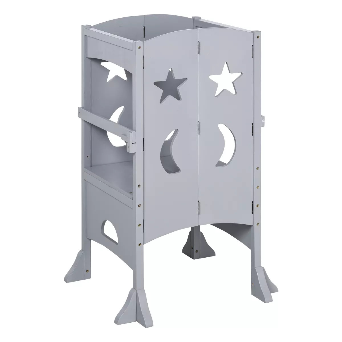 Qaba Kitchen Step Stool for Kids Wooden Foldable Helper Stool with Support Handles Safety Rail Co... | Target