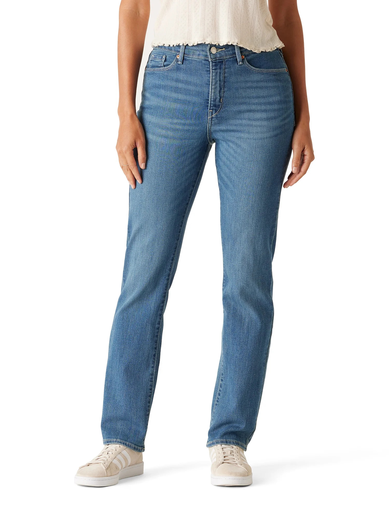 Levi Strauss Signature Women's and Women's Plus Mid Rise Straight Jeans, Inseams: Short, Regular,... | Walmart (US)