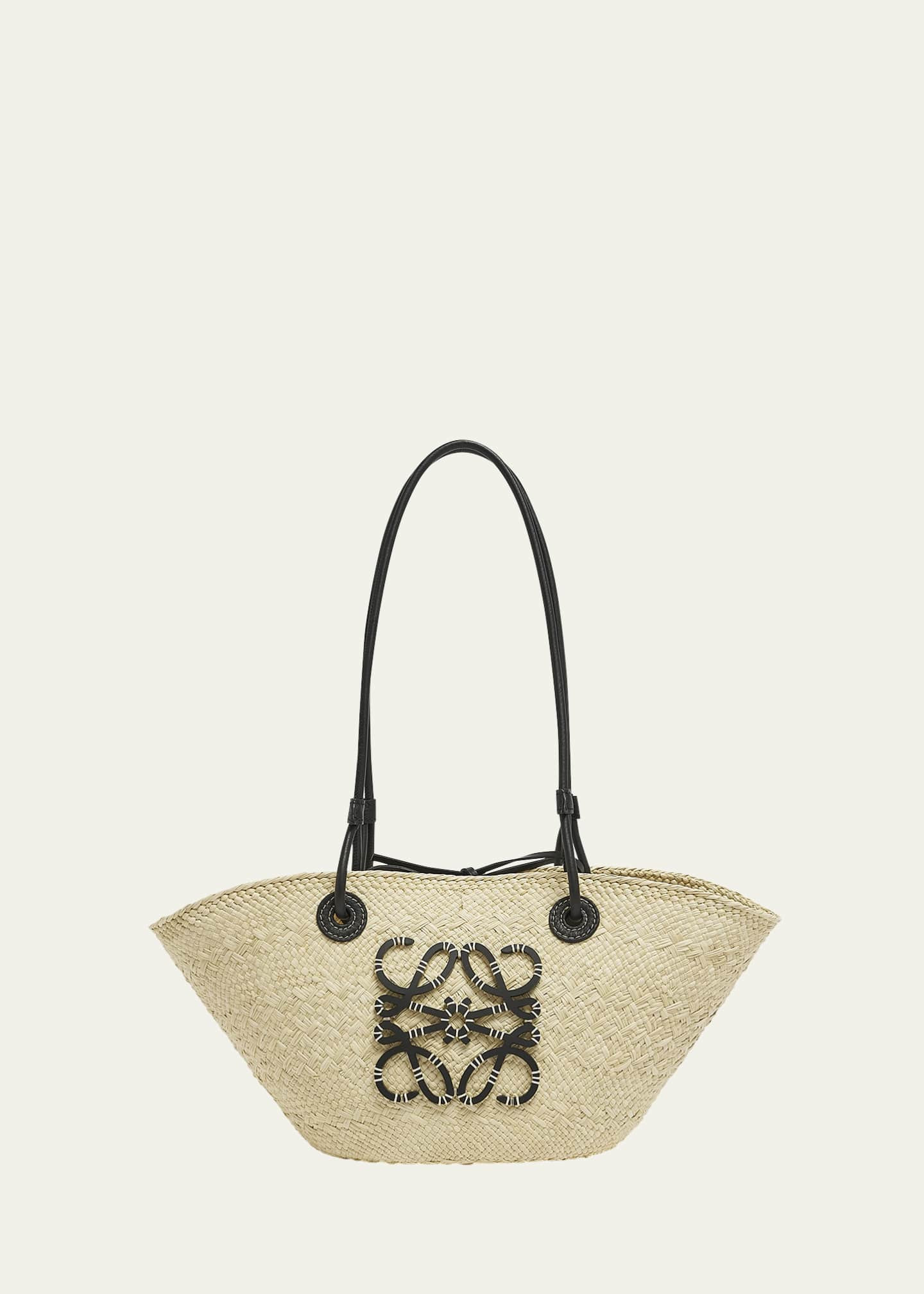 Loewe x Paula's Ibiza Anagram Small Basket Bag in Iraca Palm with Leather Handles | Bergdorf Goodman