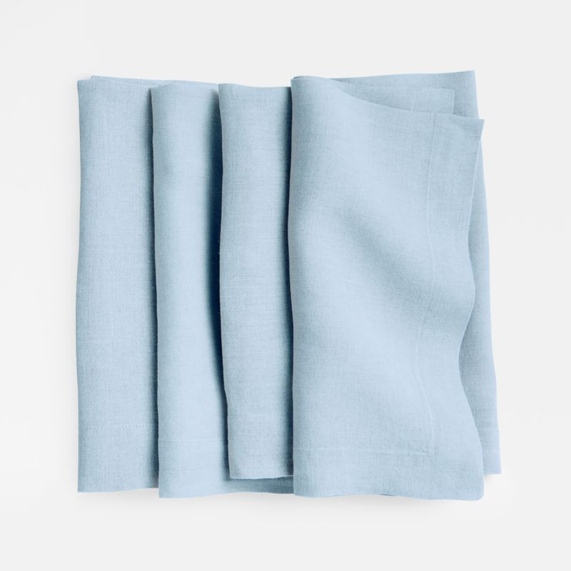 Marin Light Blue European Flax -Certified Linen Napkins, Set of 4 + Reviews | Crate & Barrel | Crate & Barrel