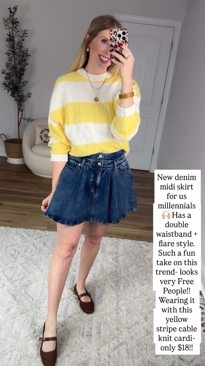 Walmart outfit idea, yellow striped sweater 

#LTKootd