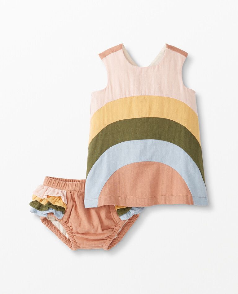 Baby Rainbow Apron Dress & Bloomer Set In Cotton Muslin | Hanna Andersson