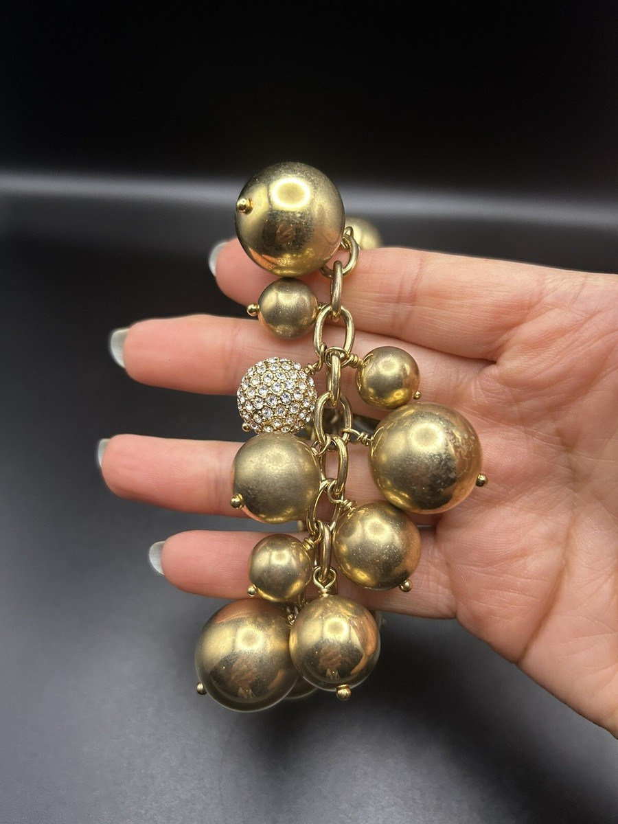 Designer J. Crew Gold-Tone Rhinestone Link Chain Fashionable Ball Bracelet | eBay | eBay US
