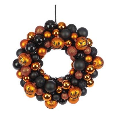 Shatterproof Pumpkin Halloween Wreath Orange/Black - Hyde & EEK! Boutique™ | Target