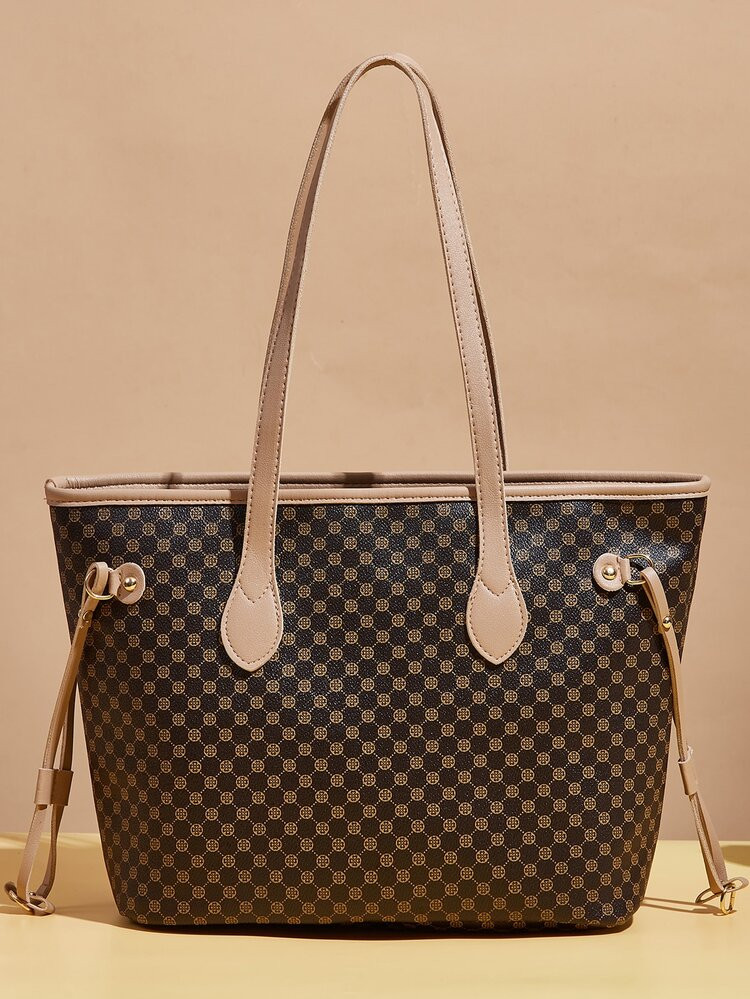 Geometric Pattern Shoulder Tote Bag | SHEIN