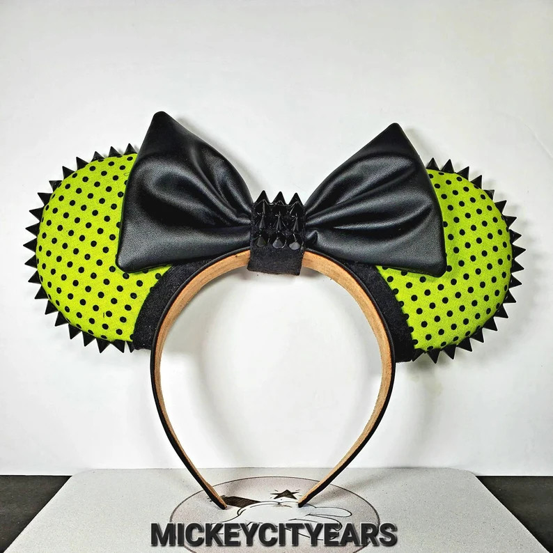 POLKA DOT Mickey Ears...lime and Black. Punk Studs or Round | Etsy | Etsy (US)