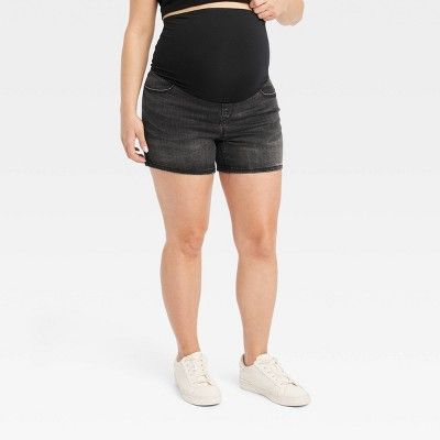Over Belly Midi Maternity Jean Shorts - Isabel Maternity by Ingrid & Isabel™ Black Wash 14 | Target