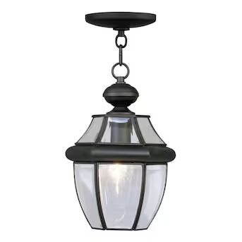 Livex Lighting Monterey Black Traditional Clear Glass Lantern Mini Outdoor Hanging Pendant Light | Lowe's