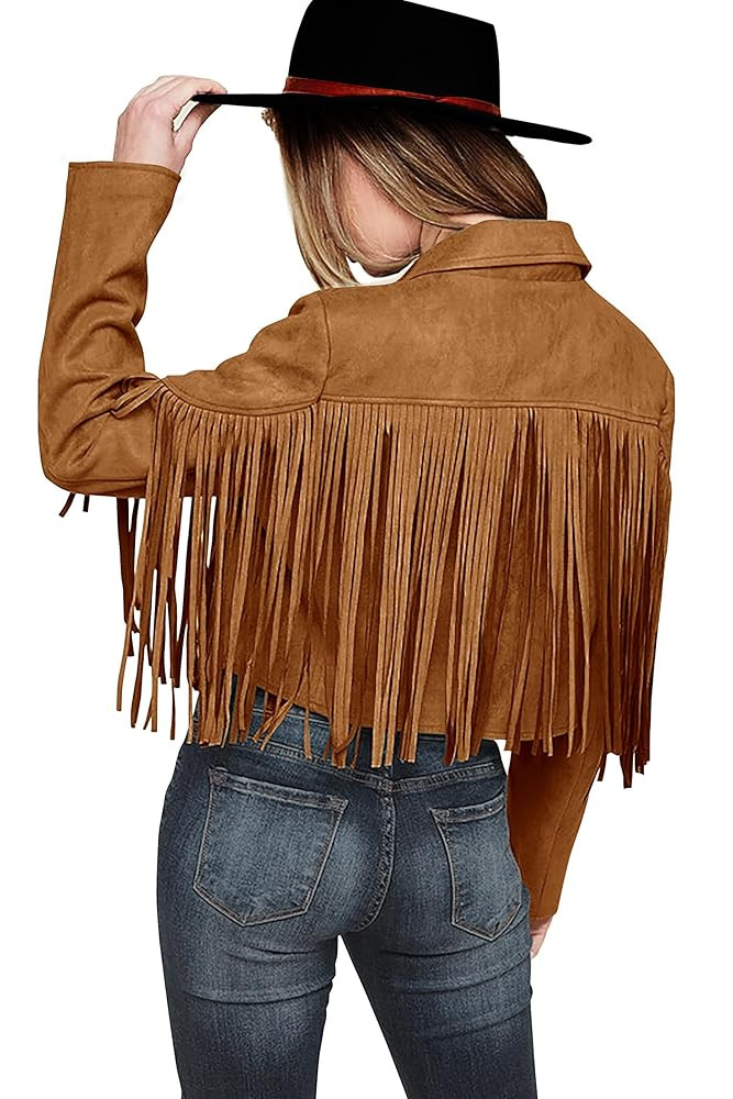 PRETTYGARDEN Women's Fringe Faux Suede Leather Jackets Fall Fashion 2025 Tassel Motorcycle Croppe... | Amazon (US)