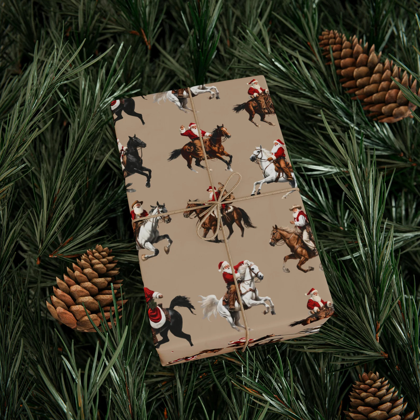 Western Cowboy Santa Christmas Wrapping Paper Funny Wrapping - Etsy | Etsy (US)