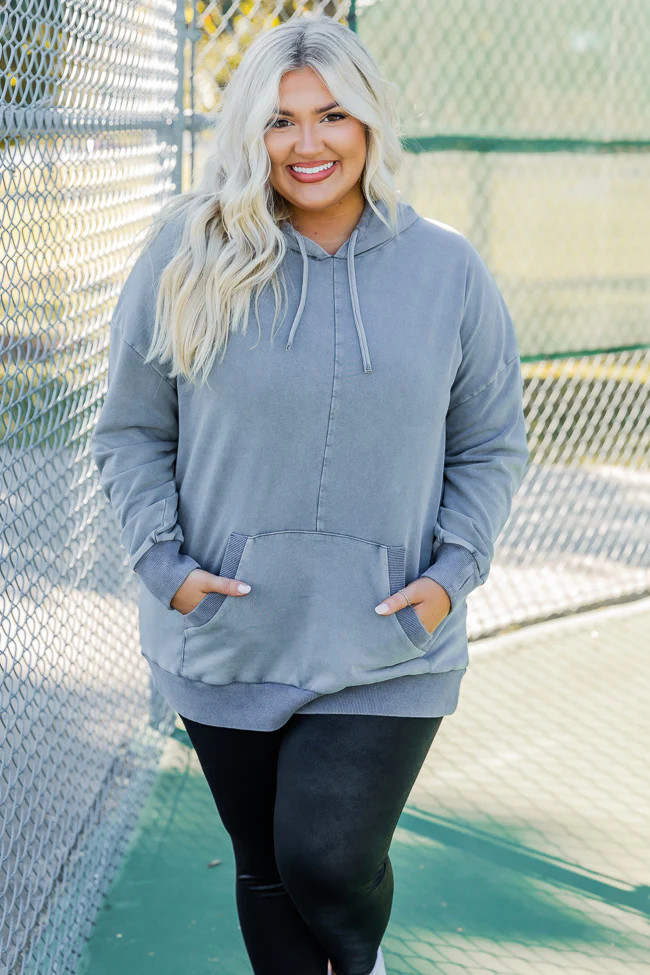 She Believed She Could Acid Wash Blue Hoodie FINAL SALE | Pink Lily