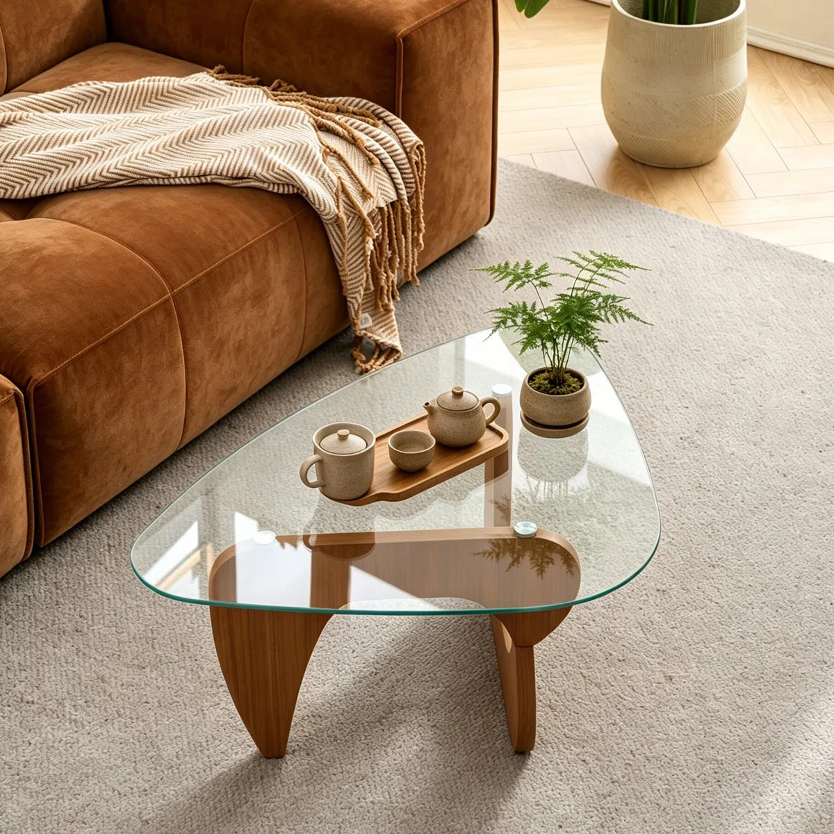 Mid-Century Modern Wood Center Table Small Farmhouse Coffee Table For Living Room, Brown | Wayfair North America