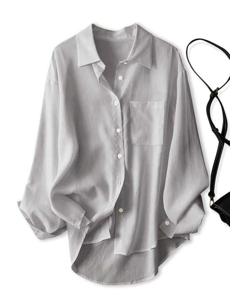 Women's Casual Loose Long Sleeve Shirt, Spring/Autumn | SHEIN