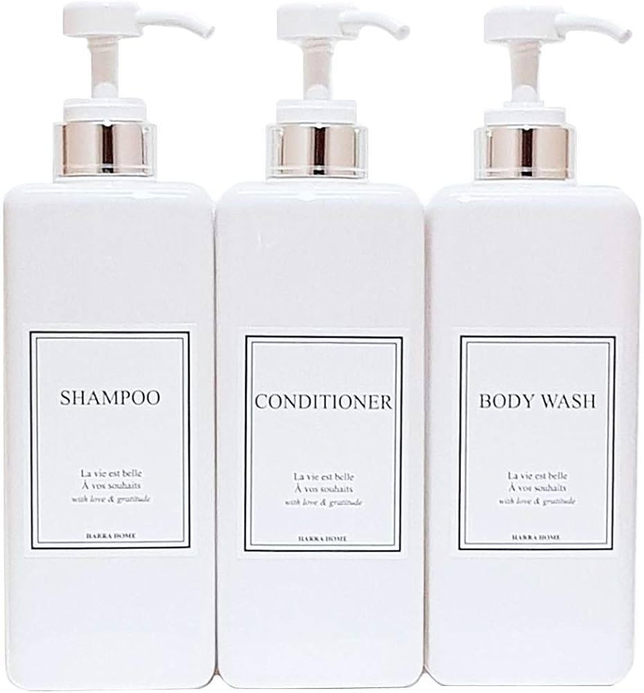 HARRA HOME Modern Gold Design Pump Bottle Set 27 oz Refillable Shampoo and Conditioner Dispenser ... | Amazon (US)