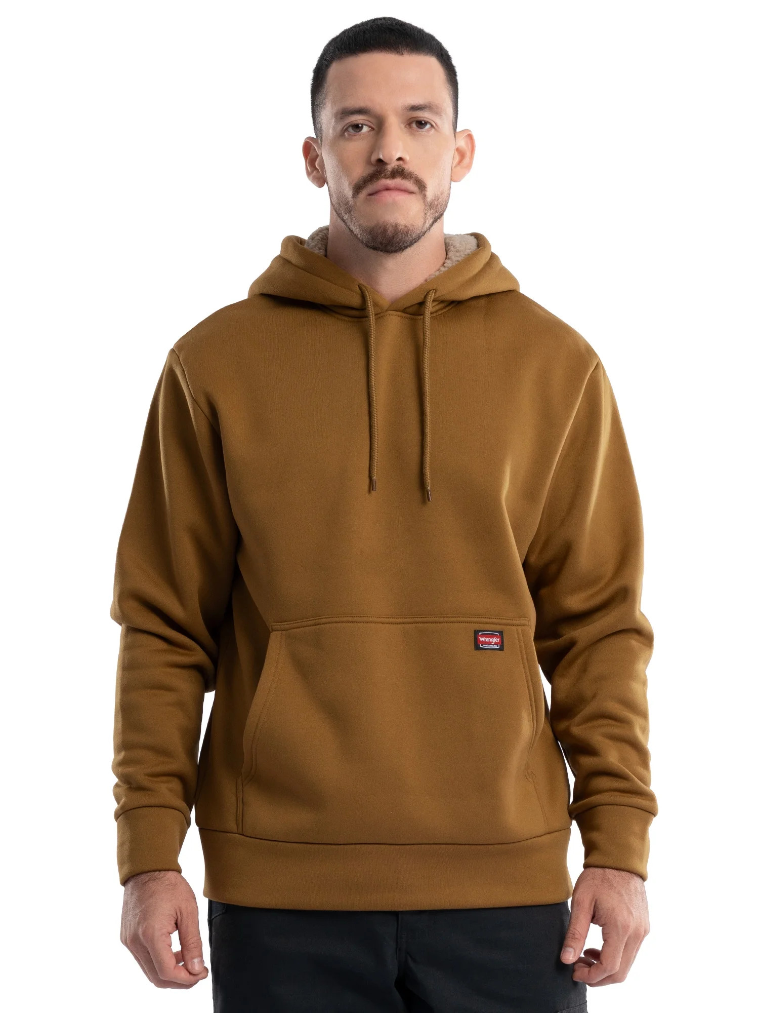 Wrangler Workwear Men's and Big Men's Relaxed Pullover Hoodie with Faux Shearling Lining, Sizes S... | Walmart (US)