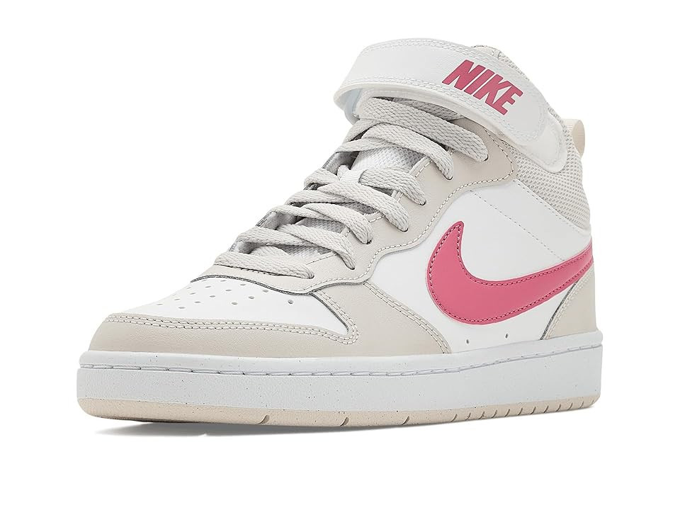 Nike Kids Court Borough Mid 2 (Big Kid) Kids Shoes White/Peony/Vast Grey/White: 5 Big Kid M | Zappos.com