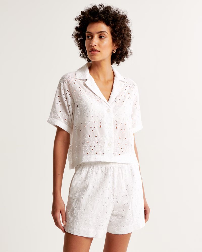 Women's Schiffli Embroidered Pull-On Short | Women's Bottoms | Abercrombie.com | Abercrombie & Fitch (US)