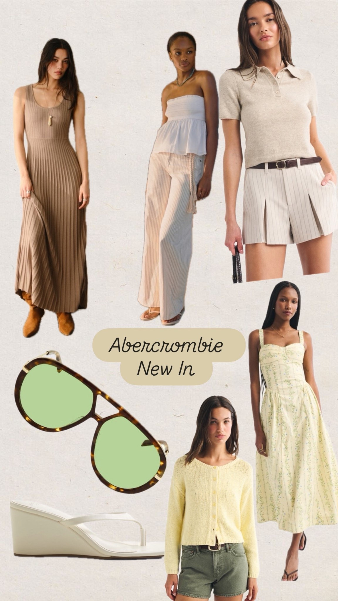 Abercrombie new in
Butter yellow
Linen shorts
Midi dress
Sunglasses

Spring outfits 2026
Vacation outfits beach
Date night outfits
Spring dresses