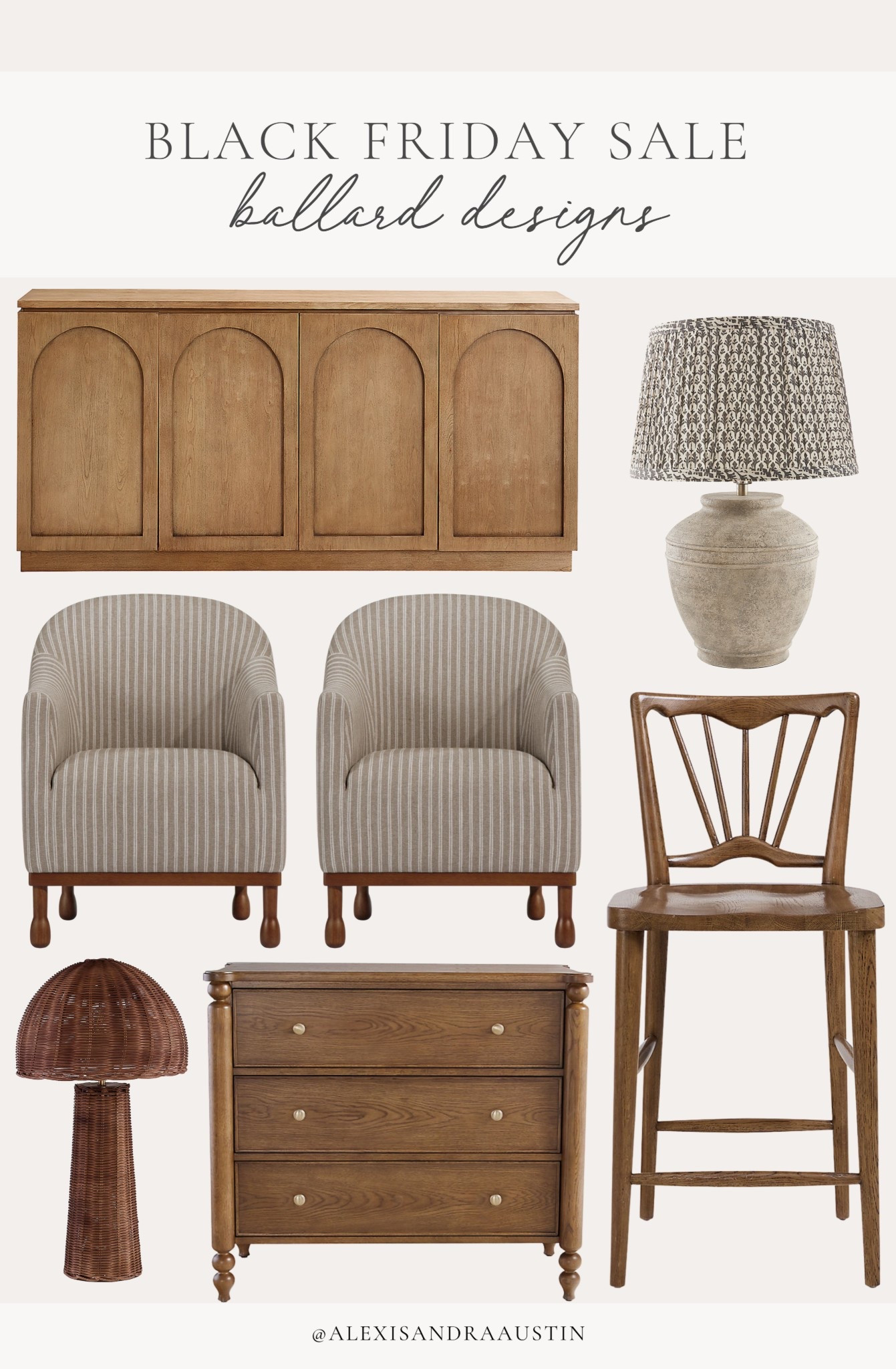 Black Friday sale favorites from Ballard Designs!

Home finds, deal of the day, sale alert, furniture favorites, neutral wood tones, accent chair, sideboard, Boack Friday sale, furniture sale, counter stool, table lamp, nightstand details, collected style, cyber week, shop the look!

#LTKHome #LTKCyberWeek #LTKSaleAlert