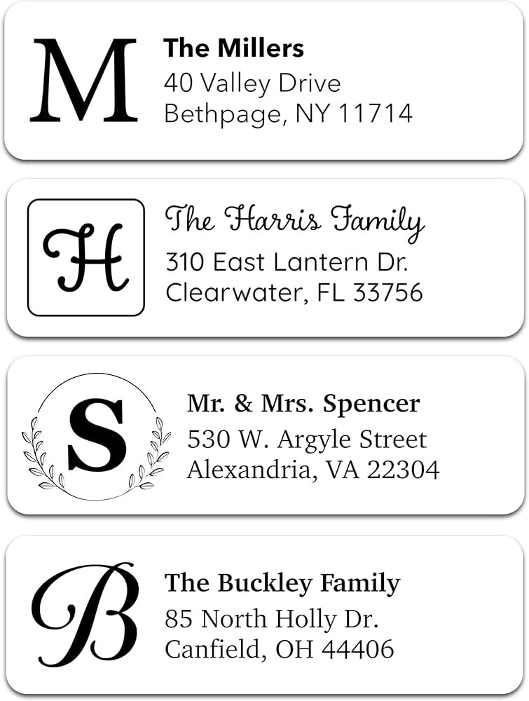 Personalized Return Address Labels - Monogram Address Labels on Sheets (100-1000 Labels) | Amazon (US)