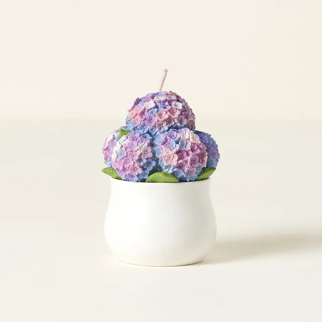 Hand-Painted Hydrangea Candle | UncommonGoods