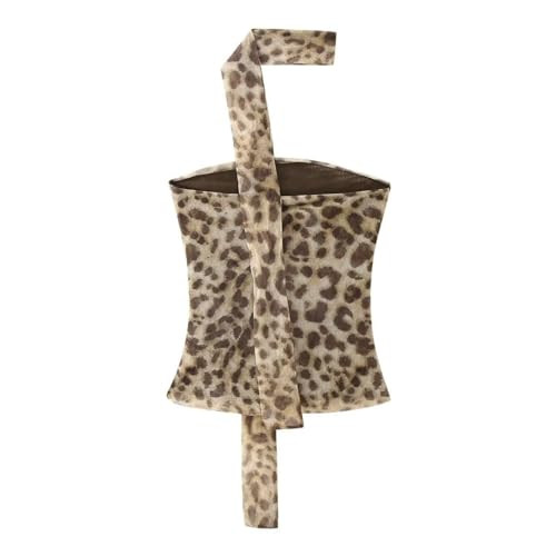 IDEWO 2 Pice Set Leopard Print Mesh Tube Tops Maxi Skirt Cheetah Women Printed Pleated Crop Tops Sexy Birthday Outfit (Leopard Tops,L,Large) | Amazon (US)