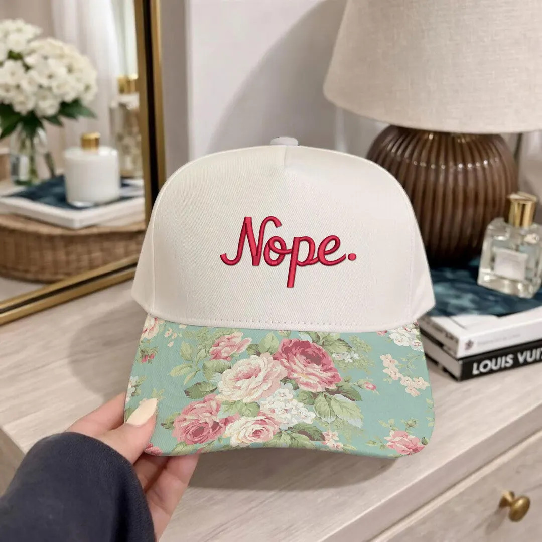 Pink Floral Brim Embroidered Hat, Quote Embroidered Hat, Retro Baseball Hat, Vintage Style Trucke... | Etsy (US)