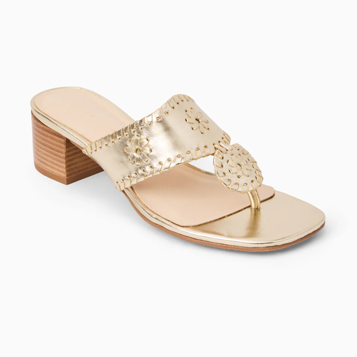 Jack Rogers Platinum Leather Block Heel | Jack Rogers