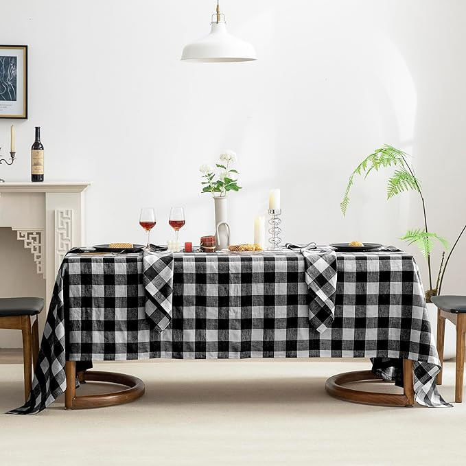 EVERLY 100% Yarn-Dyed Linen Rectangle Tablecloths 60x84Inches for Dining,Buffet Parties,Picnic,Ev... | Amazon (US)